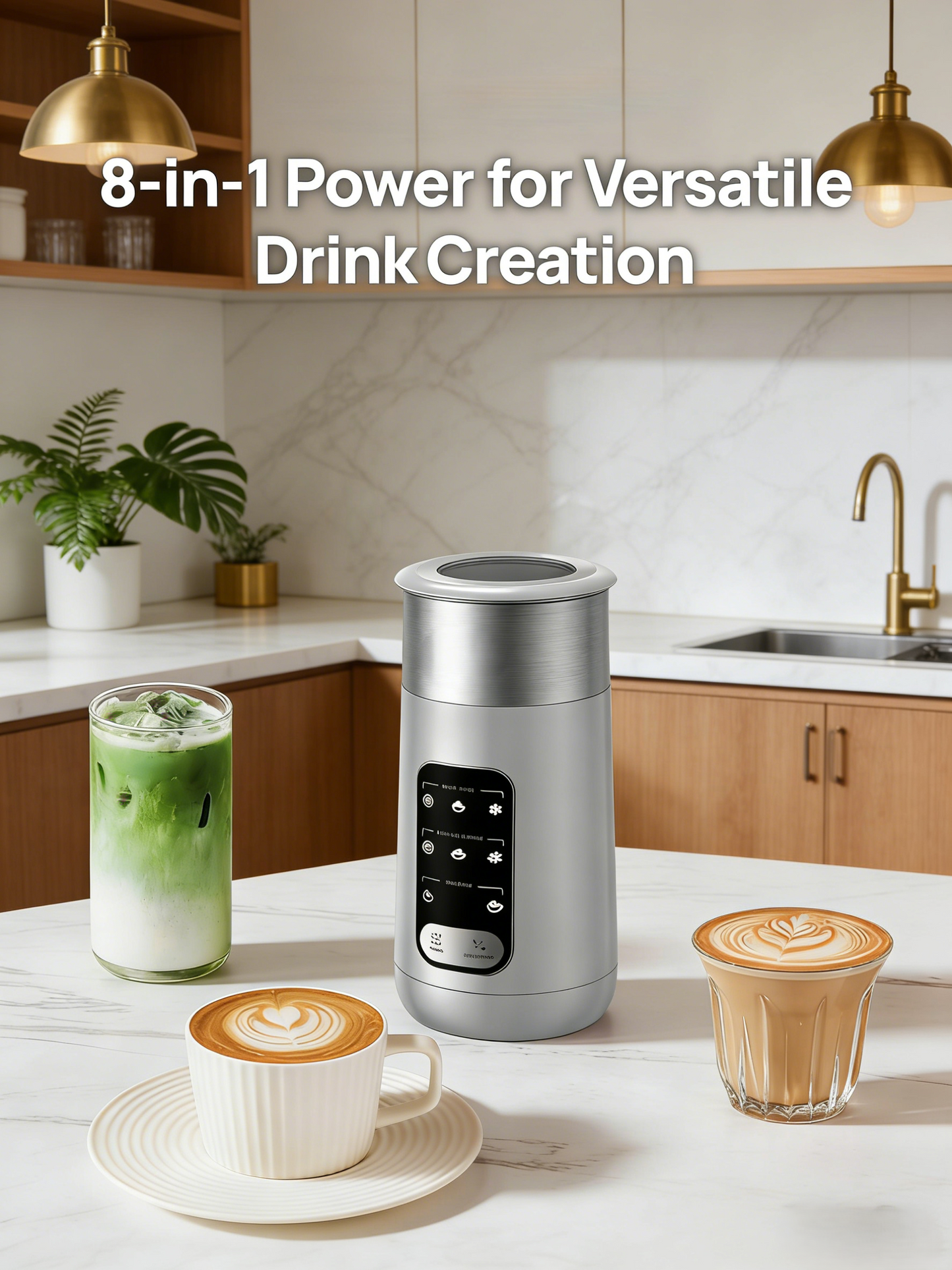 8-in-1 Electric Milk Frother (Dairy & Non-Dairy Compatible)
