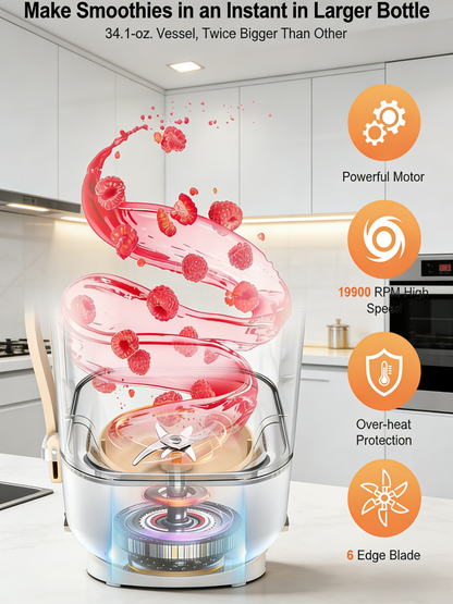 1000mL Portable Large-Capacity Electric Blender Bottle