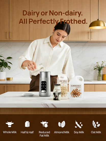 8-in-1 Electric Milk Frother (Dairy & Non-Dairy Compatible)