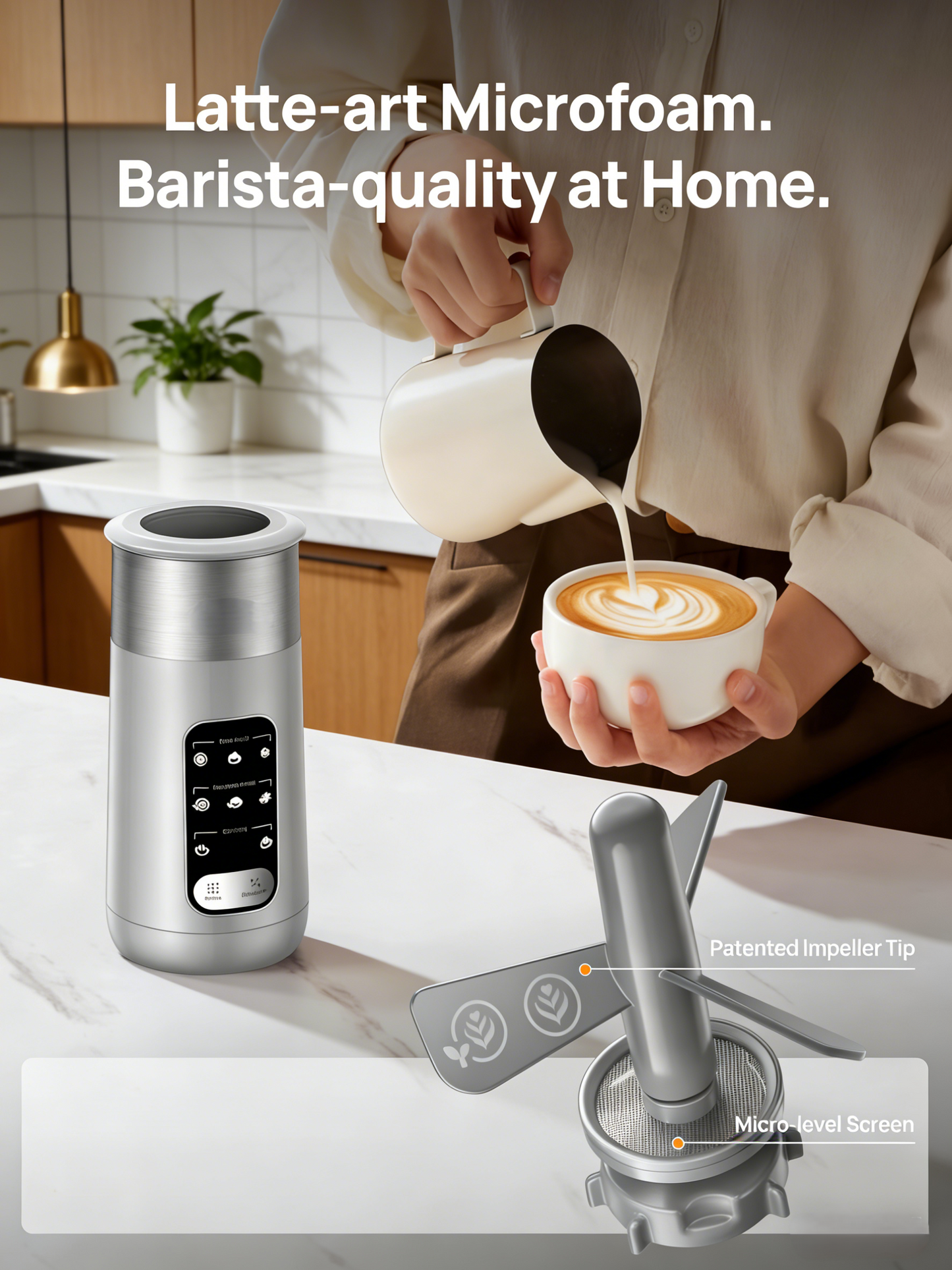 8-in-1 Electric Milk Frother (Dairy & Non-Dairy Compatible)