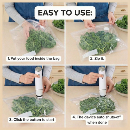 NESTIA ™ Wireless Sealer Bundle – Includes 6 Heavy-Duty Vacuum Pouches + 30 Extra Pouches (Complete Set)